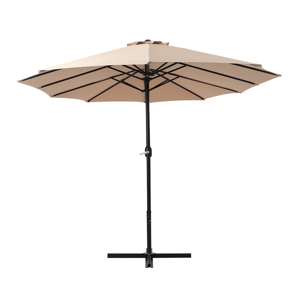 Instahut Outdoor Umbrella Twin Umbrella Beach Stand Base Garden Sun Shade 4.57m