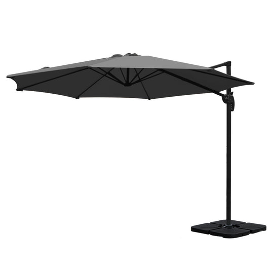 Instahut Outdoor Umbrella 3m Base Cantilever Beach Stand Sun Roma Charcoal 50cm