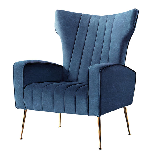 Artiss Armchair Lounge Accent Chairs Armchairs Chair Velvet Sofa Navy Blue Seat