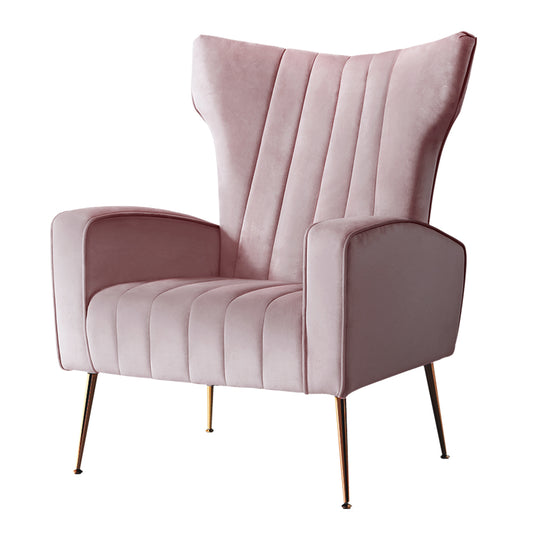 Artiss Armchair Lounge Chair Accent Armchairs Chairs Velvet Sofa Pink Seat