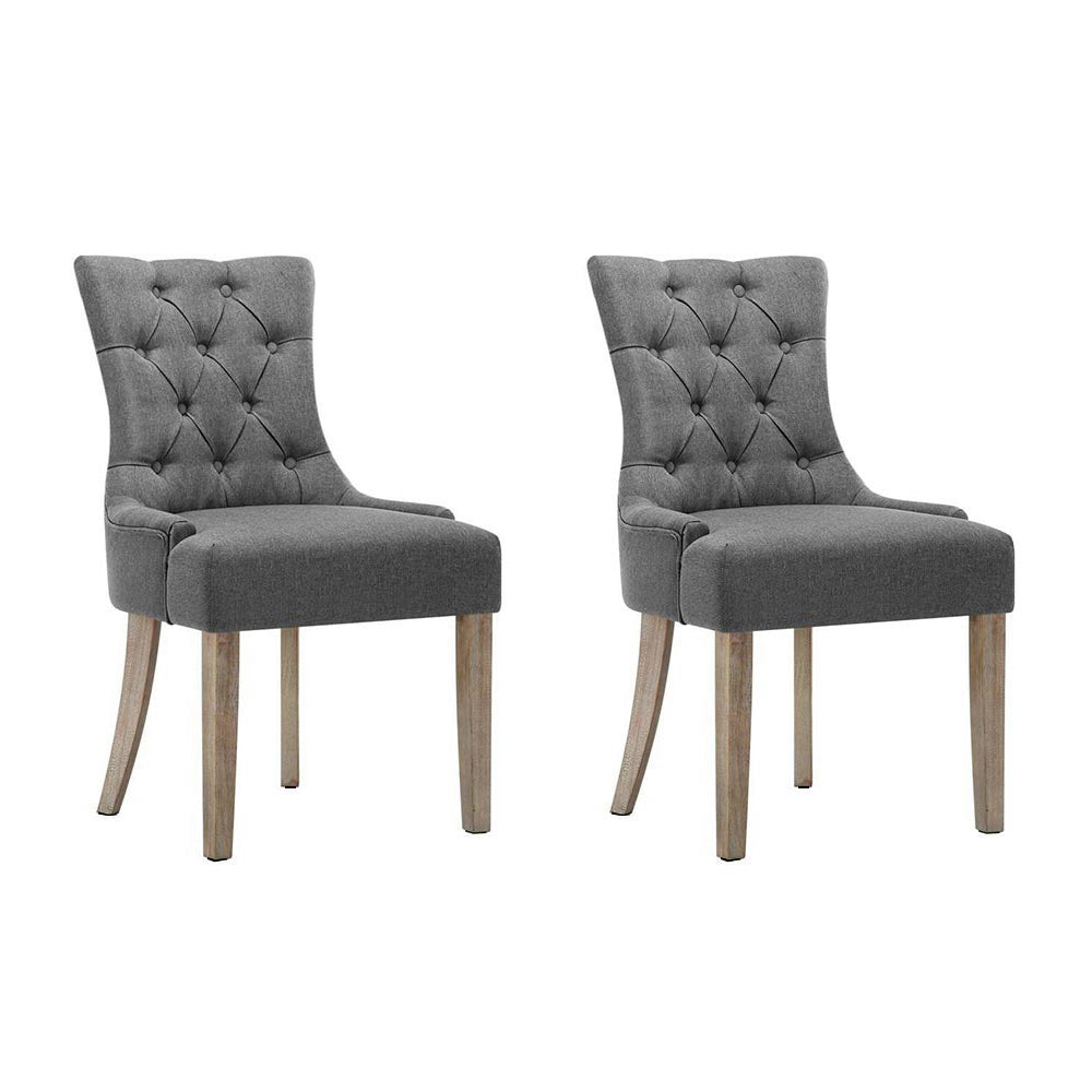 Artiss Set of 2 Dining Chair CAYES French Provincial Chairs Wooden Fabric Retro Cafe