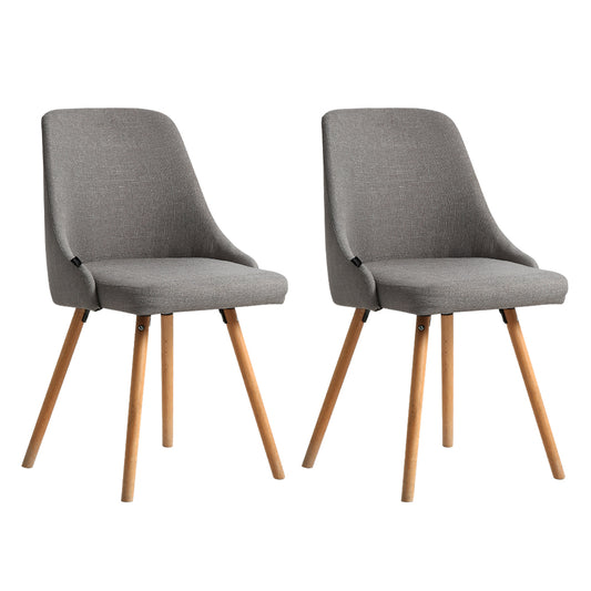 Artiss Set of 2 Replica Dining Chairs Beech Wooden Timber Chair Kitchen Fabric Grey