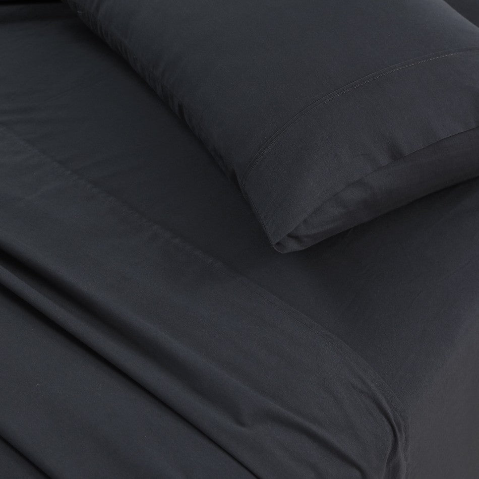 Elan Linen 100% Egyptian Cotton Vintage Washed 500TC Charcoal Queen Bed Sheets Set