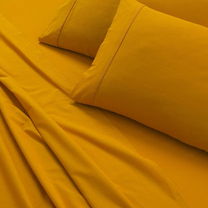 Elan Linen 100% Egyptian Cotton Vintage Washed 500TC Mustard Queen Bed Sheets Set