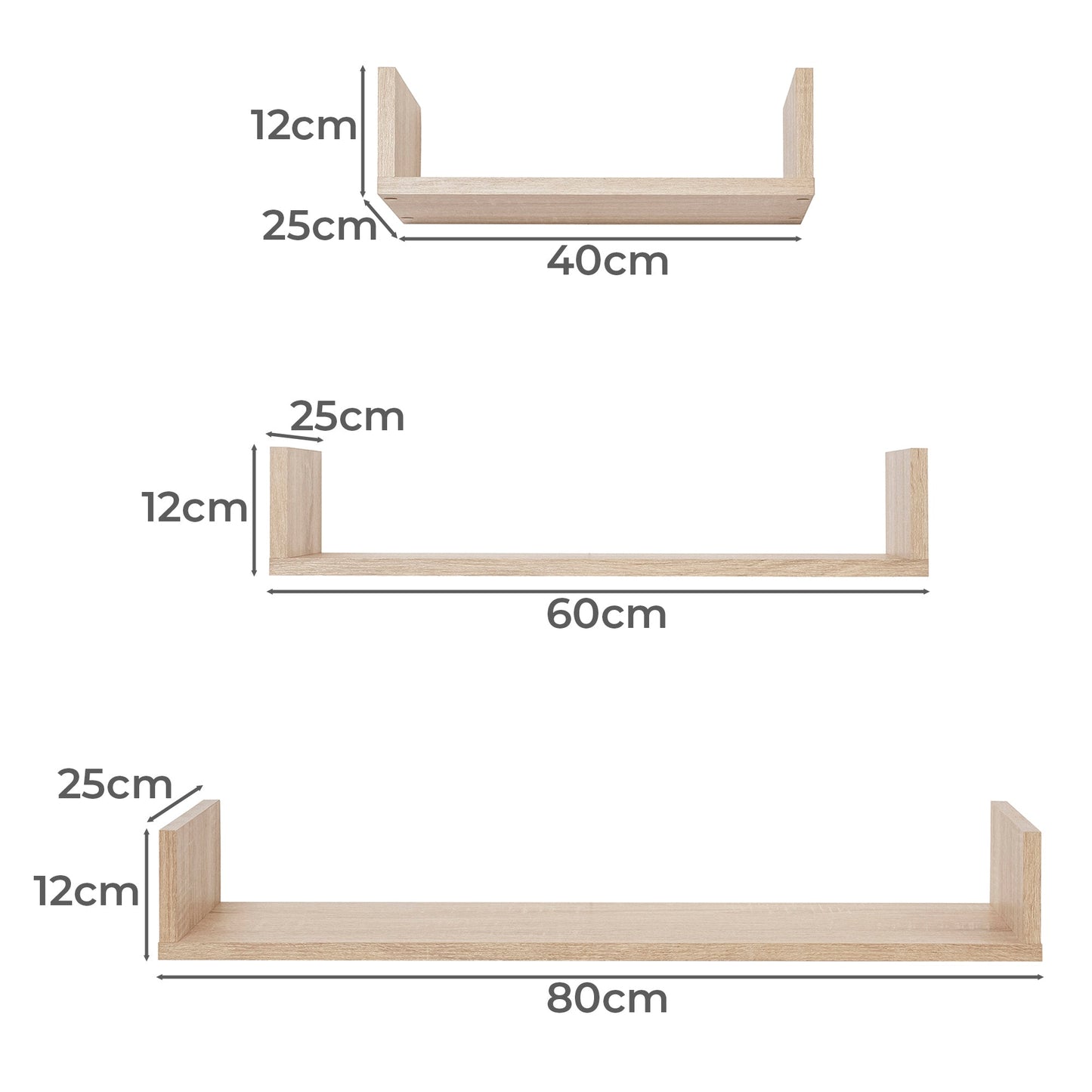 OSLO THREE PIECE SHELF KIT (OAK)