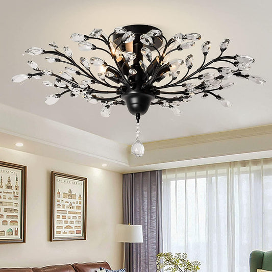 Crystal Ceiling Light Vintage Chandelier, 5 Lights