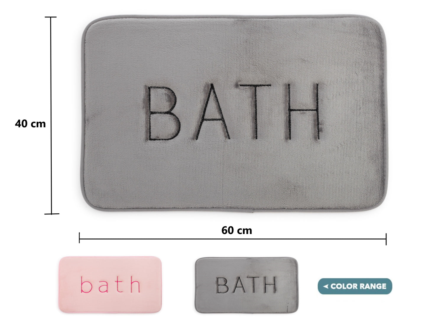 Extra Thick Memory Foam & Super Comfort Bath Rug Mat for Bathroom (60 x 40 cm, Grey)