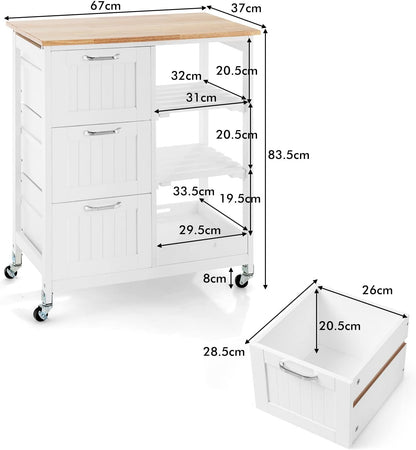 Kitchen Island on Wheels with Storage