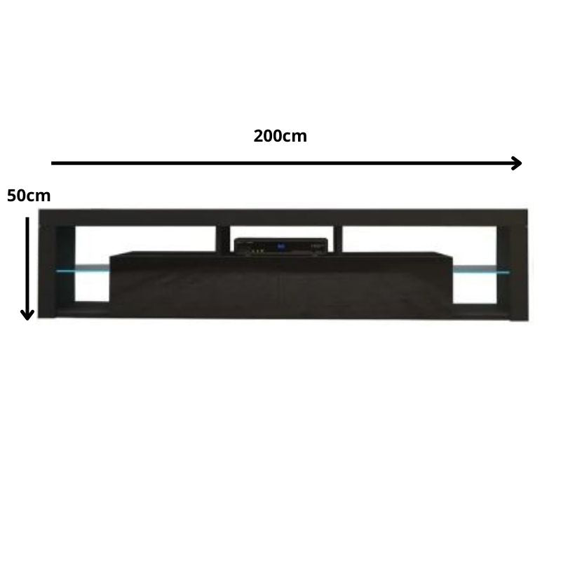 Modern TV Cabinet Living Room Furniture 200cm Black