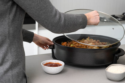 Non-Stick Electric Fry Pan 38cm Diameter, 240C Max - Dark Grey