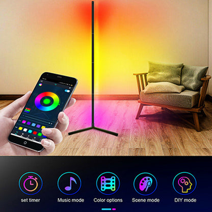 156cm APP Remote Control RGB LED Floor Lamp Corner Light Stand Gaming Room Decor