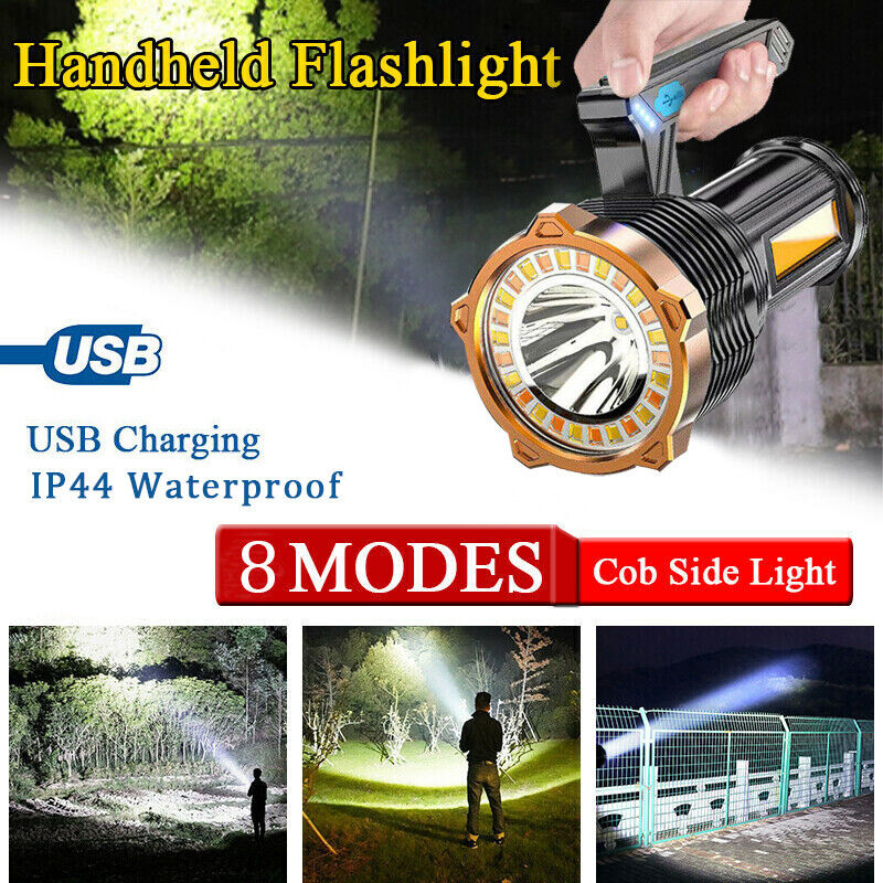 Most Powerful 1200000lm LED Flashlight Super Bright Torch Lamp USB Rechargeable