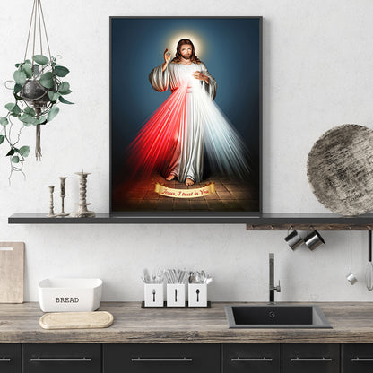 50cmx70cm Jesus Divine Mercy I Trust In You Black Frame Canvas Wall Art