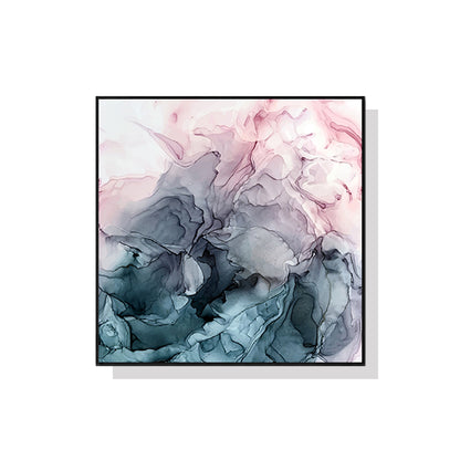 50cmx50cm Marbled Pink Grey Black Frame Canvas Wall Art