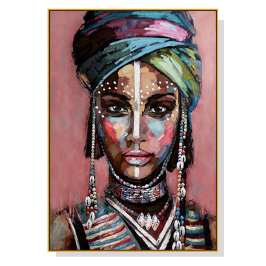 50cmx70cm African woman II Gold Frame Canvas Wall Art