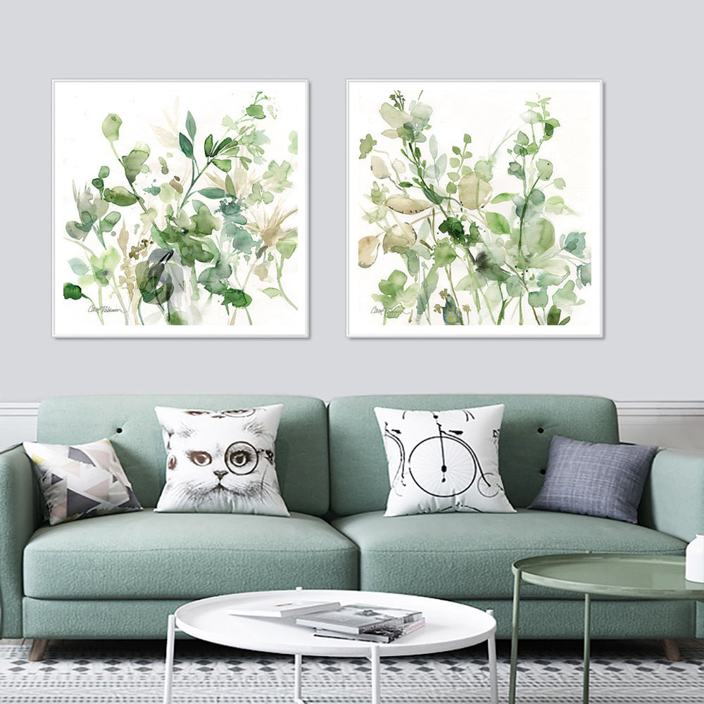 50cmx50cm Sage Garden By Carol Robinson 2 Sets White Frame Canvas Wall Art