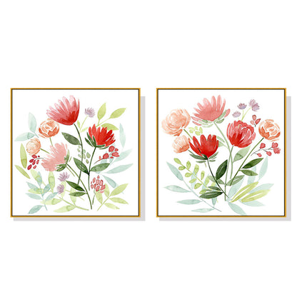 50cmx50cm Florals 2 Sets Gold Frame Canvas Wall Art