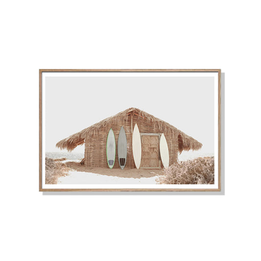 60cmx90cm Surf Cabin Wood Frame Canvas Wall Art