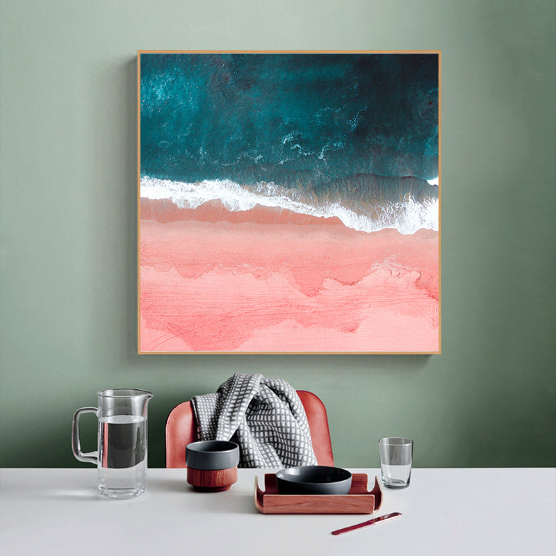 70cmx70cm Pink Sea Wood Frame Canvas Wall Art