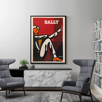 50cmx70cm Bally Man by Villemot Black Frame Canvas Wall Art