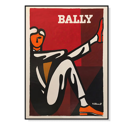 60cmx90cm Bally Man by Villemot Black Frame Canvas Wall Art