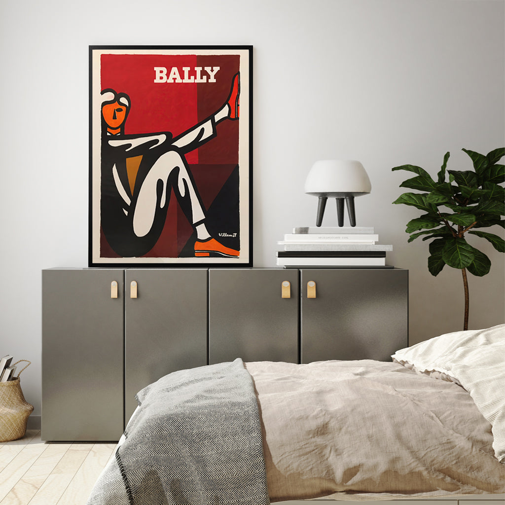 60cmx90cm Bally Man by Villemot Black Frame Canvas Wall Art