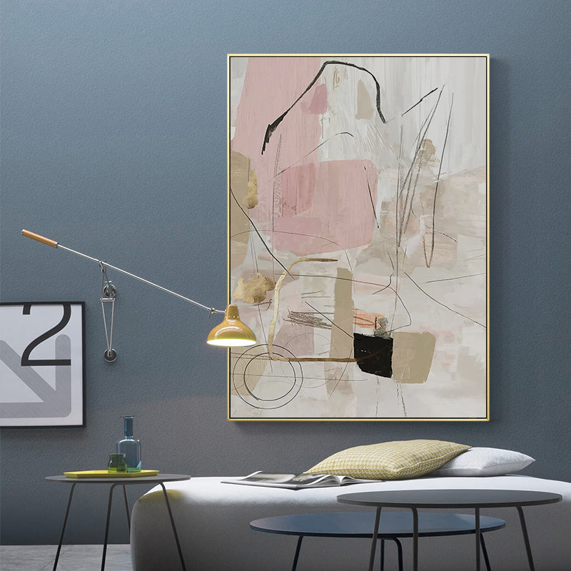 50cmx70cm Abstract Pink Gold Frame Canvas Wall Art