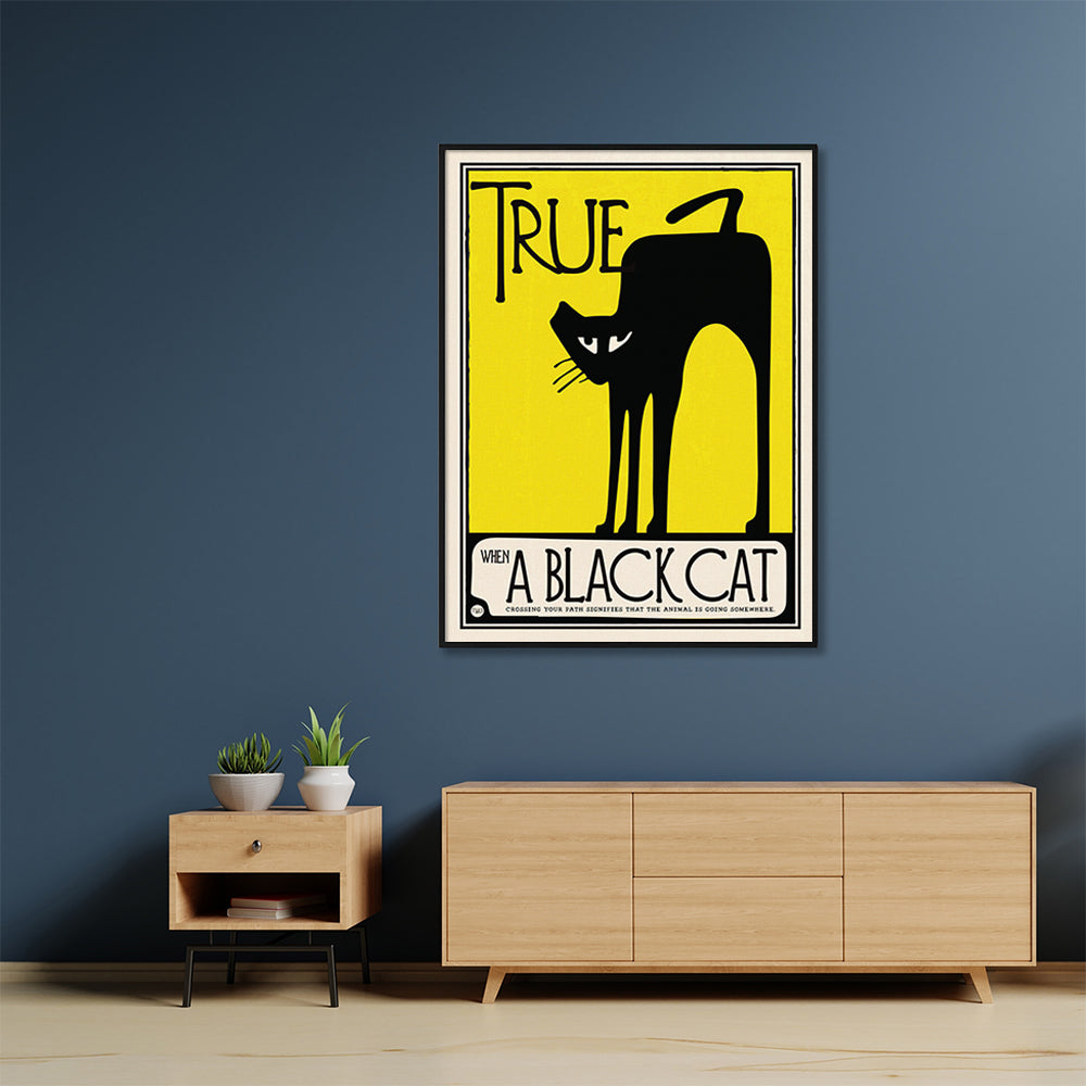 60cmx90cm Black Cat Black Frame Canvas Wall Art