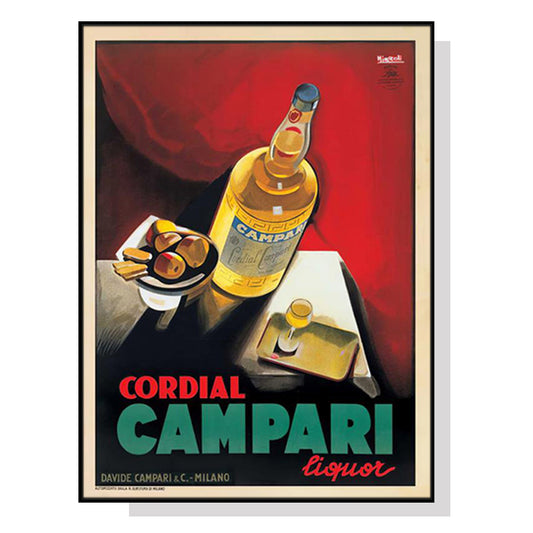 50cmx70cm Cordial Campari Liquor Black Frame Canvas Wall Art