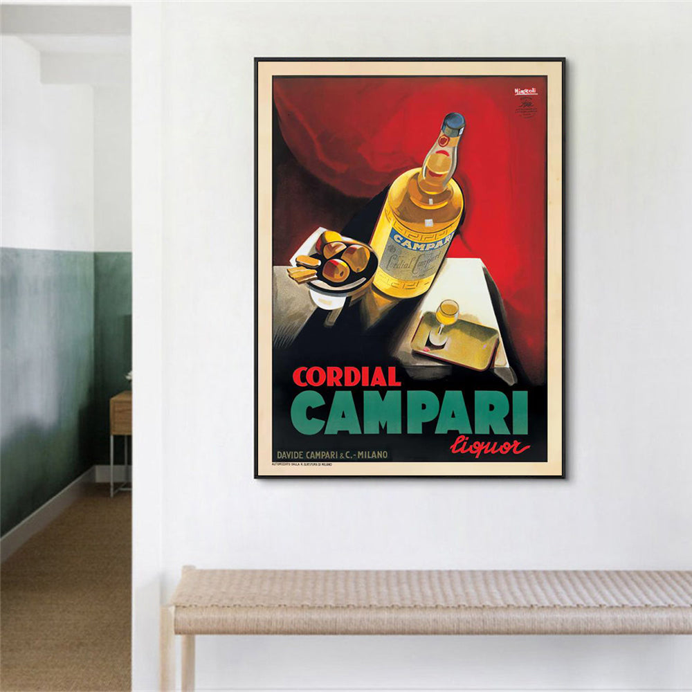 50cmx70cm Cordial Campari Liquor Black Frame Canvas Wall Art