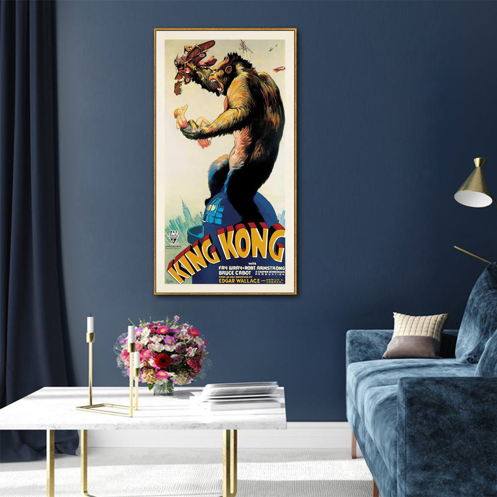 40cmx80cm King Kong 1933 Gold Frame Canvas Wall Art