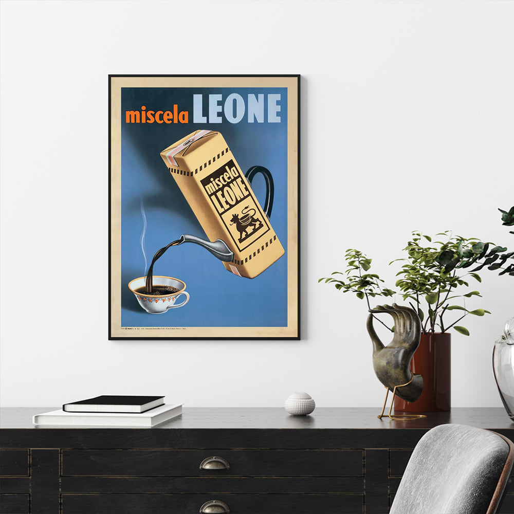 60cmx90cm Miscela Leone, 1950 Black Frame Canvas Wall Art