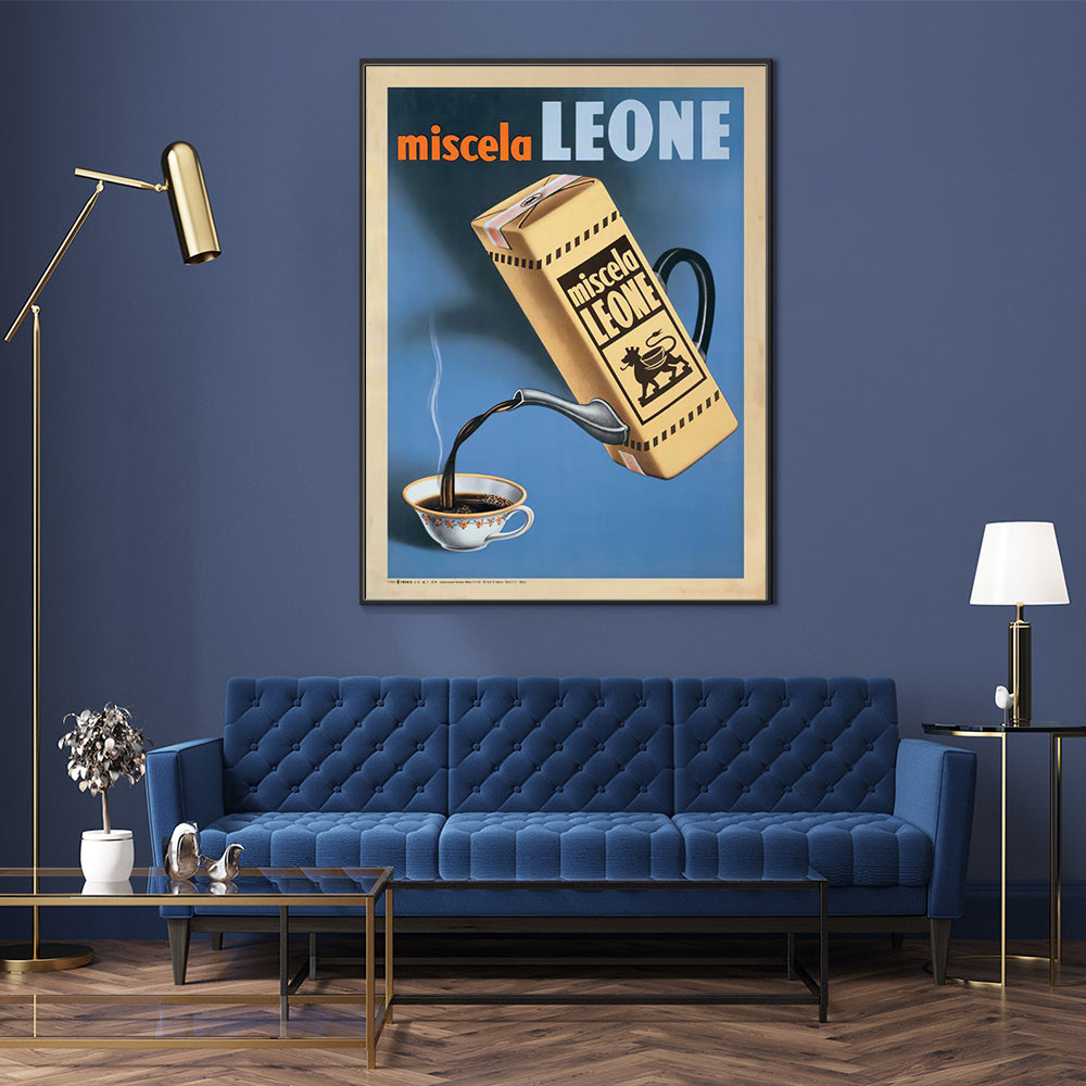 60cmx90cm Miscela Leone, 1950 Black Frame Canvas Wall Art