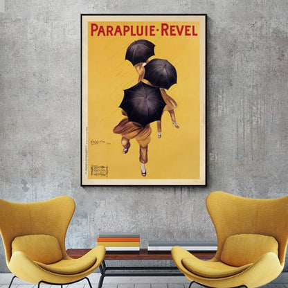 50cmx70cm Parapluie Revel Black Frame Canvas Wall Art