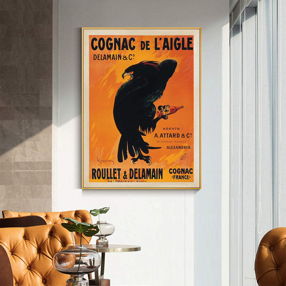 50cmx70cm Cognac de l'Aigle Gold Frame Canvas Wall Art