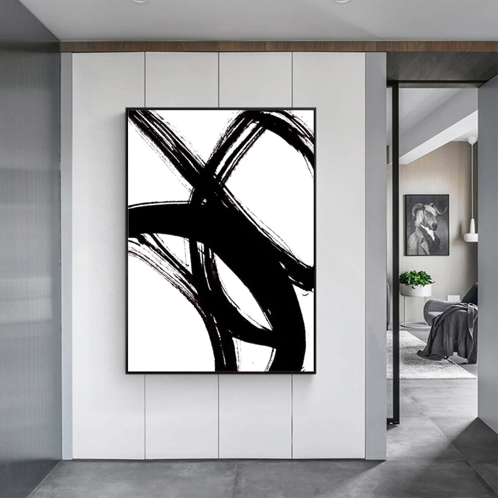 60cmx90cm  Minimalist Black Artwork Black Frame Canvas Wall Art