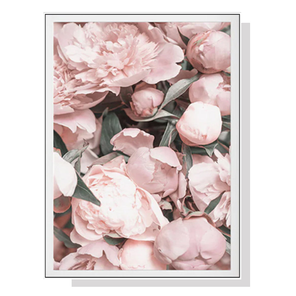 50cmx70cm Peony White Frame Canvas Wall Art