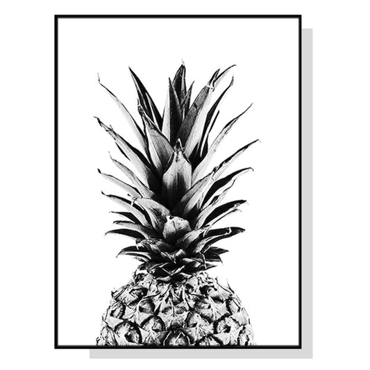 50cmx70cm Pineapple Black Frame Canvas Wall Art