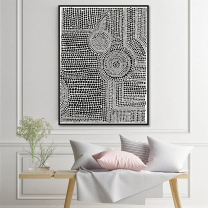 60cmx90cm Clustered Dots A Black Frame Canvas Wall Art