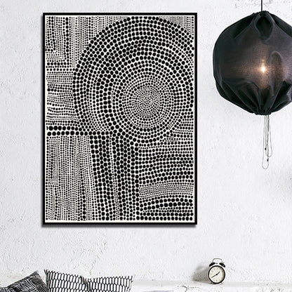 60cmx90cm Clustered Dots B Black Frame Canvas Wall Art