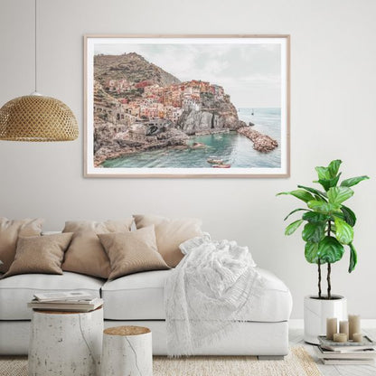 50cmx70cm Italy Cinque Terre Wood Frame Canvas Wall Art