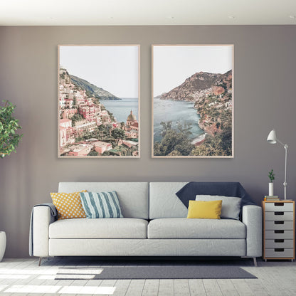 50cmx70cm Italy Positano 2 Sets Wood Frame Canvas Wall Art