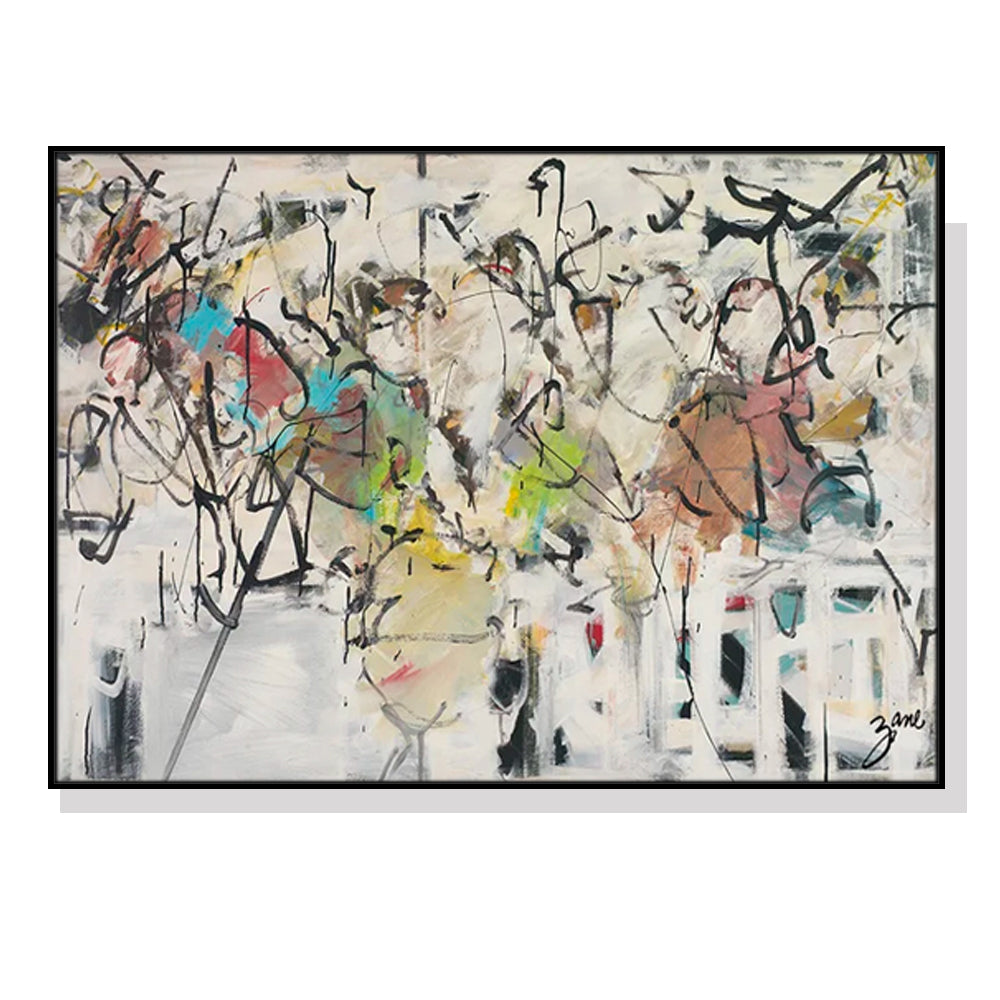 50cmx70cm Abstract White Dream Black Frame Canvas Wall Art