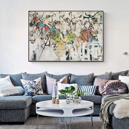 70cmx100cm Abstract White Dream Black Frame Canvas Wall Art