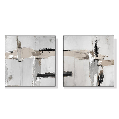 50cmx50cm Neutral Abstract 2 Sets White Frame Canvas Wall Art