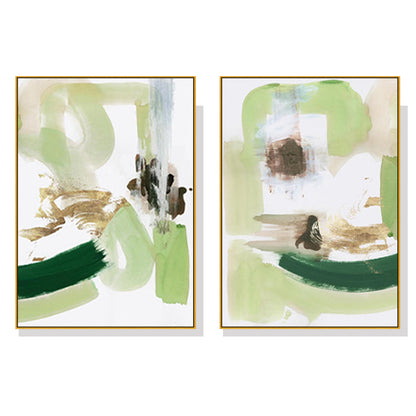 60cmx90cm Abstract Green Mint 2 Sets Gold Frame Canvas Wall Art