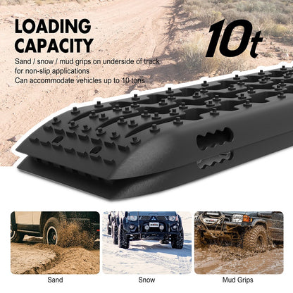 X-BULL Recovery tracks Boards 10T 2 Pairs/ Sand / Mud / Snow Mounting Bolts Pins Gen 2.0 -Black