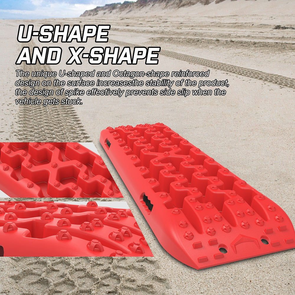 X-BULL Recovery tracks Boards 10T 2 Pairs Sand Mud Snow With Mounting Bolts pins Red