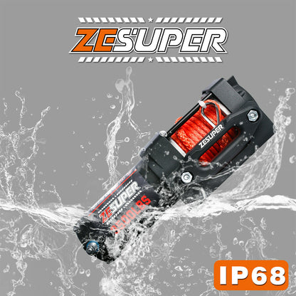 ZESUPER 12V Winch 3500LBS Electric Winch ATV Winch Synthetic Rope Trailer BOAT