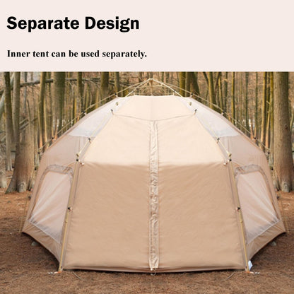 Large Space Luxury Frog Hexagonal Tent 5-8 Person Double Layer - Khaki